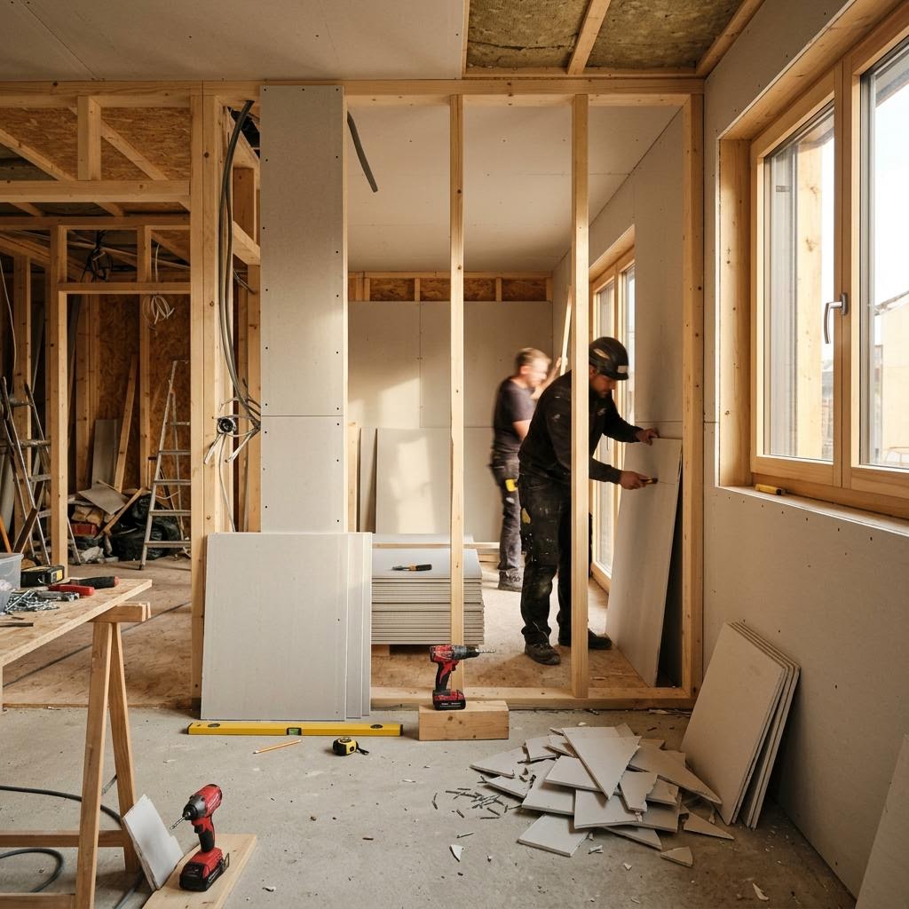 Innenausbau im Fertighaus mit Holzständerwänden und Gipskarton: die Ausbaustufen vom Bausatzhaus bis schlüsselfertig
