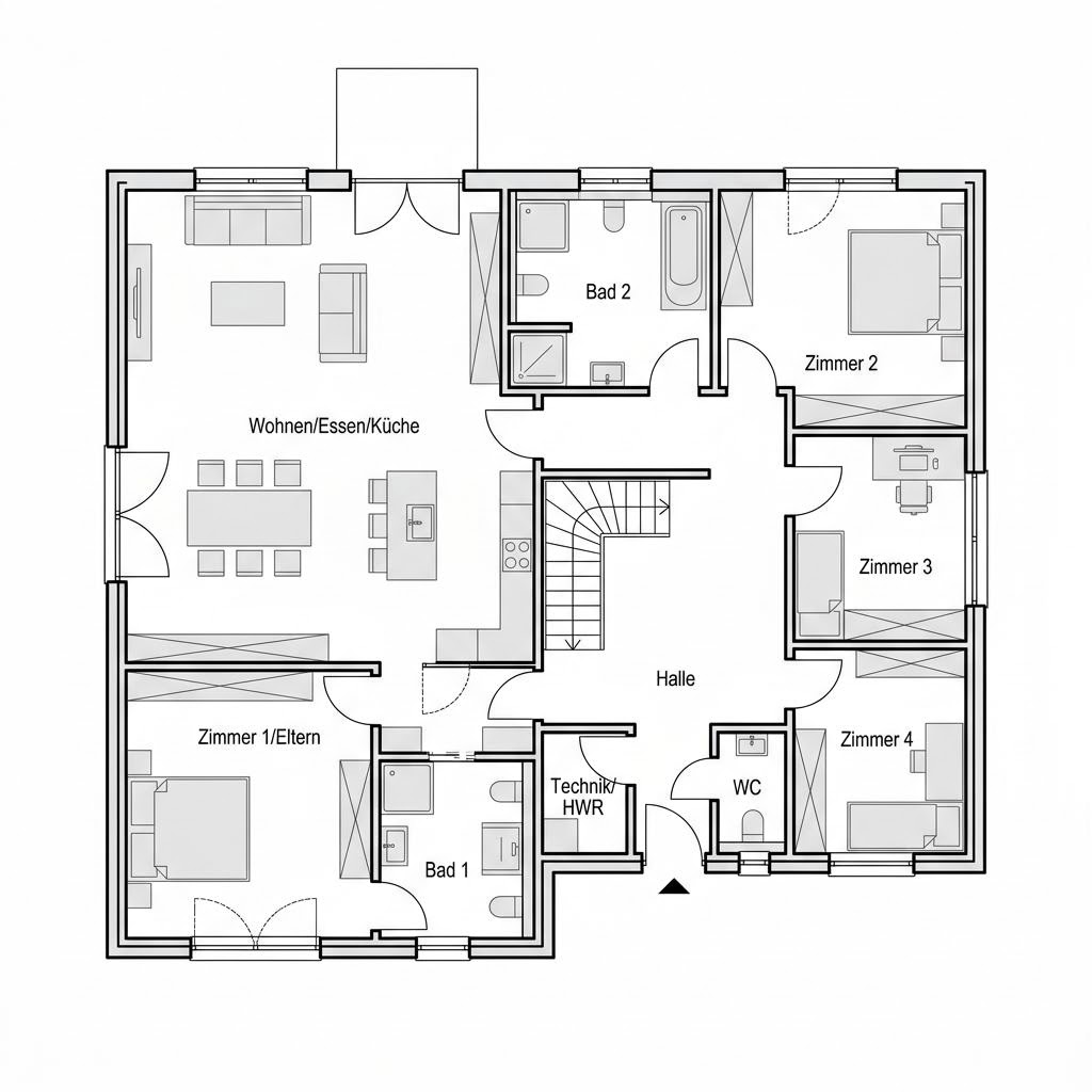 Grundriss Generation 165 von Albert Haus — 165 m², 6 Zimmer