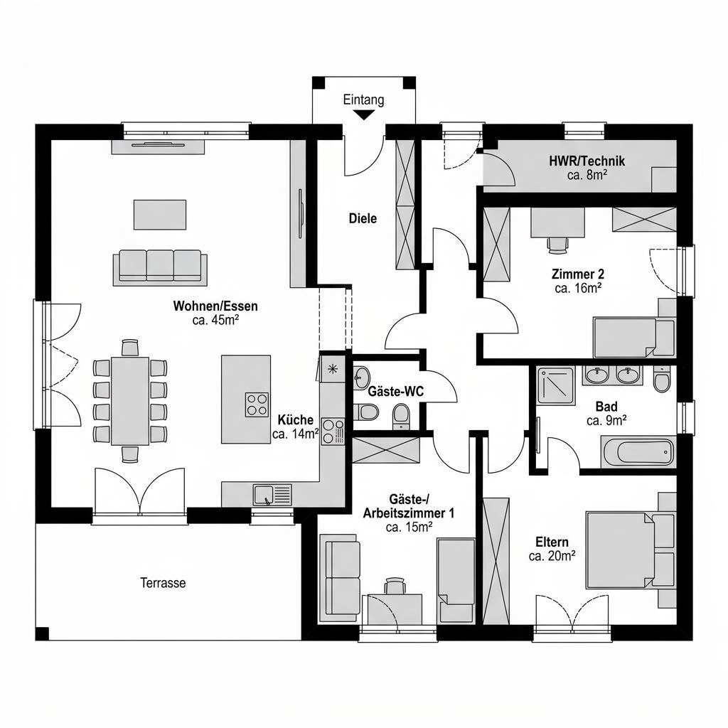 Grundriss Home 3 von allkauf haus — 137 m², 5 Zimmer