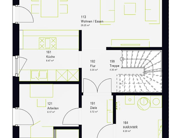 Grundriss TwinStyle 15.01 S mit Preis – 136 m² Ausbauhaus