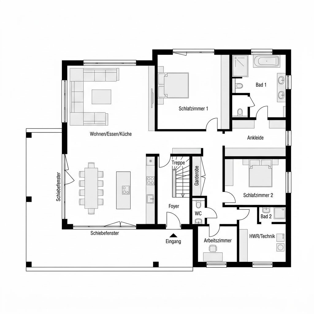 Grundriss Haus Heitzer von Baufritz — 232 m², 6 Zimmer