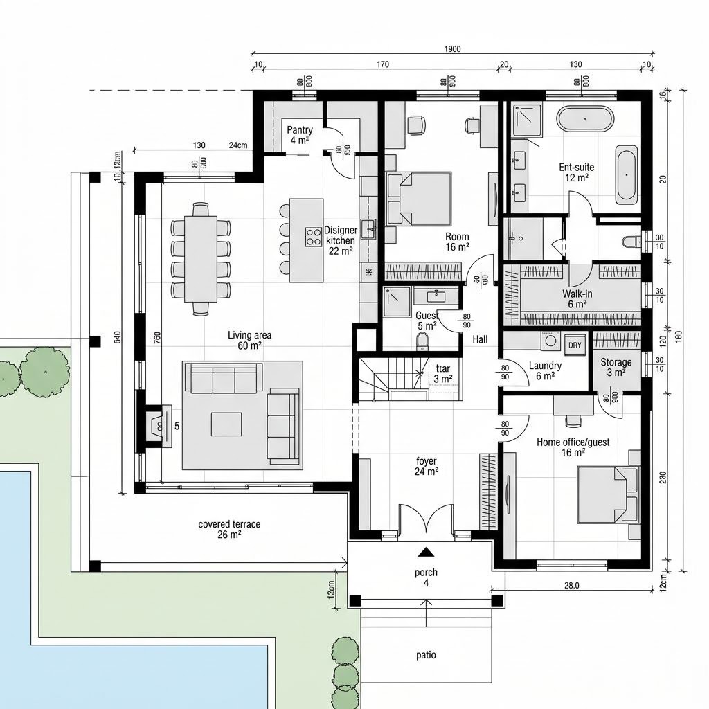 Grundriss Haus Kieffer von Baufritz — 196 m², 5 Zimmer