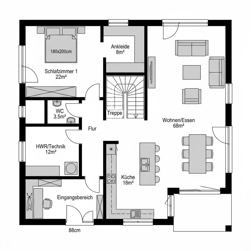 Grundriss City Life 158 von Bien-Zenker — 158 m², 5 Zimmer