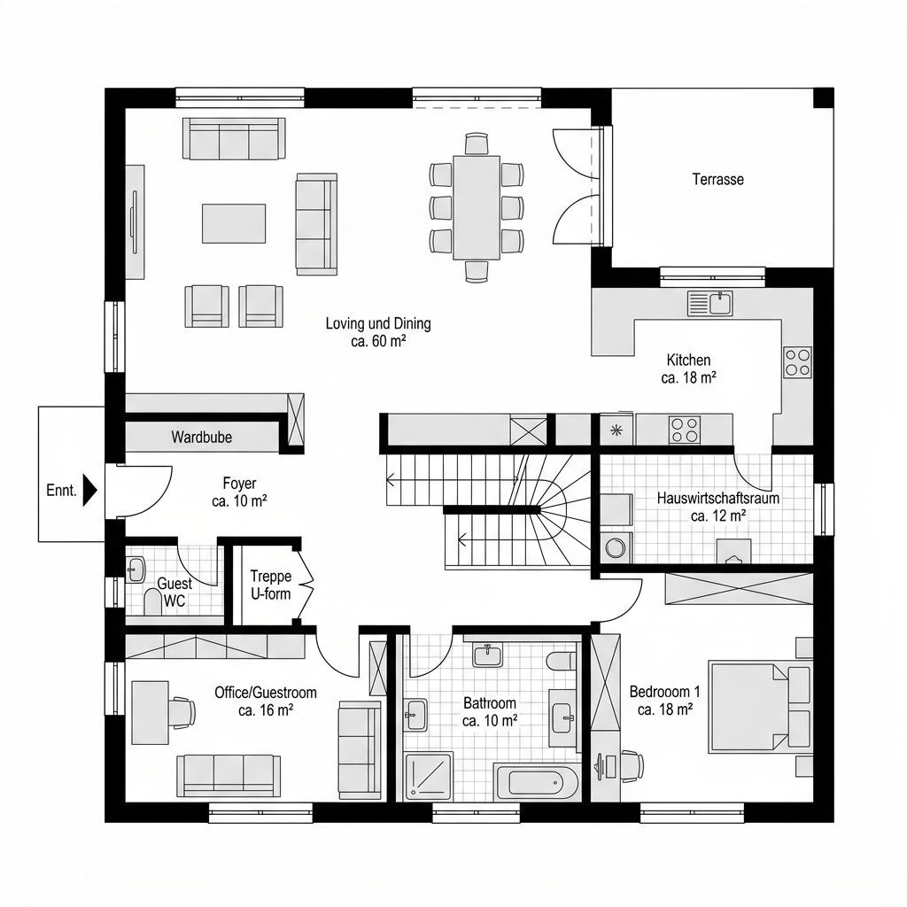 Grundriss Fantastic 165 Stadtvilla von Bien-Zenker — 165 m², 5 Zimmer