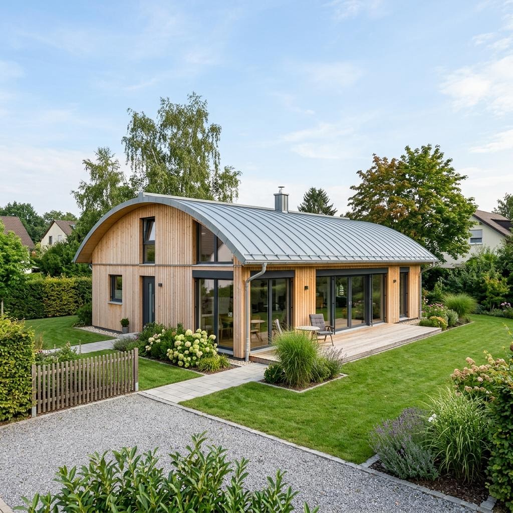 Singlehaus Singlehaus Sonnentonne 79 von Bio-Solar-Haus — Tonnendach, 79 m²