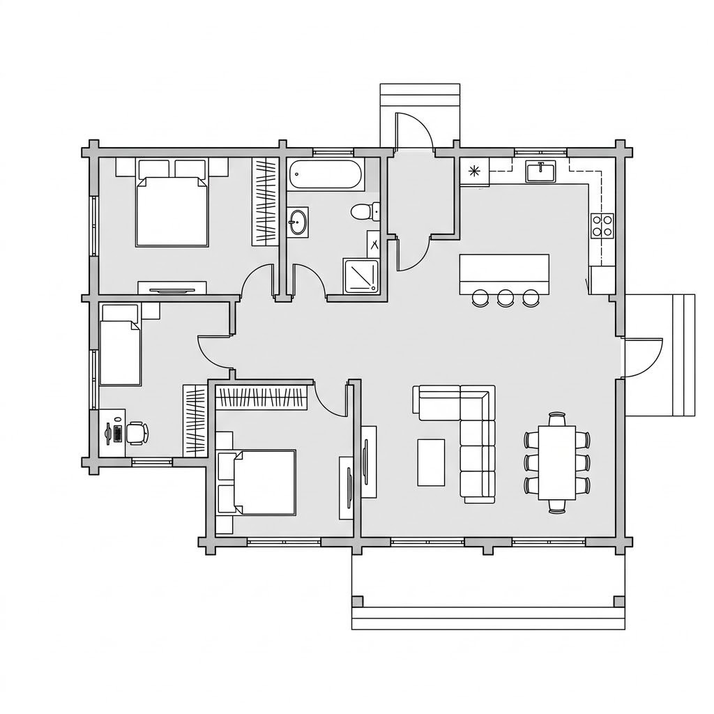 Grundriss Flatwood Green 90 von LéonWood — 95 m², 3 Zimmer