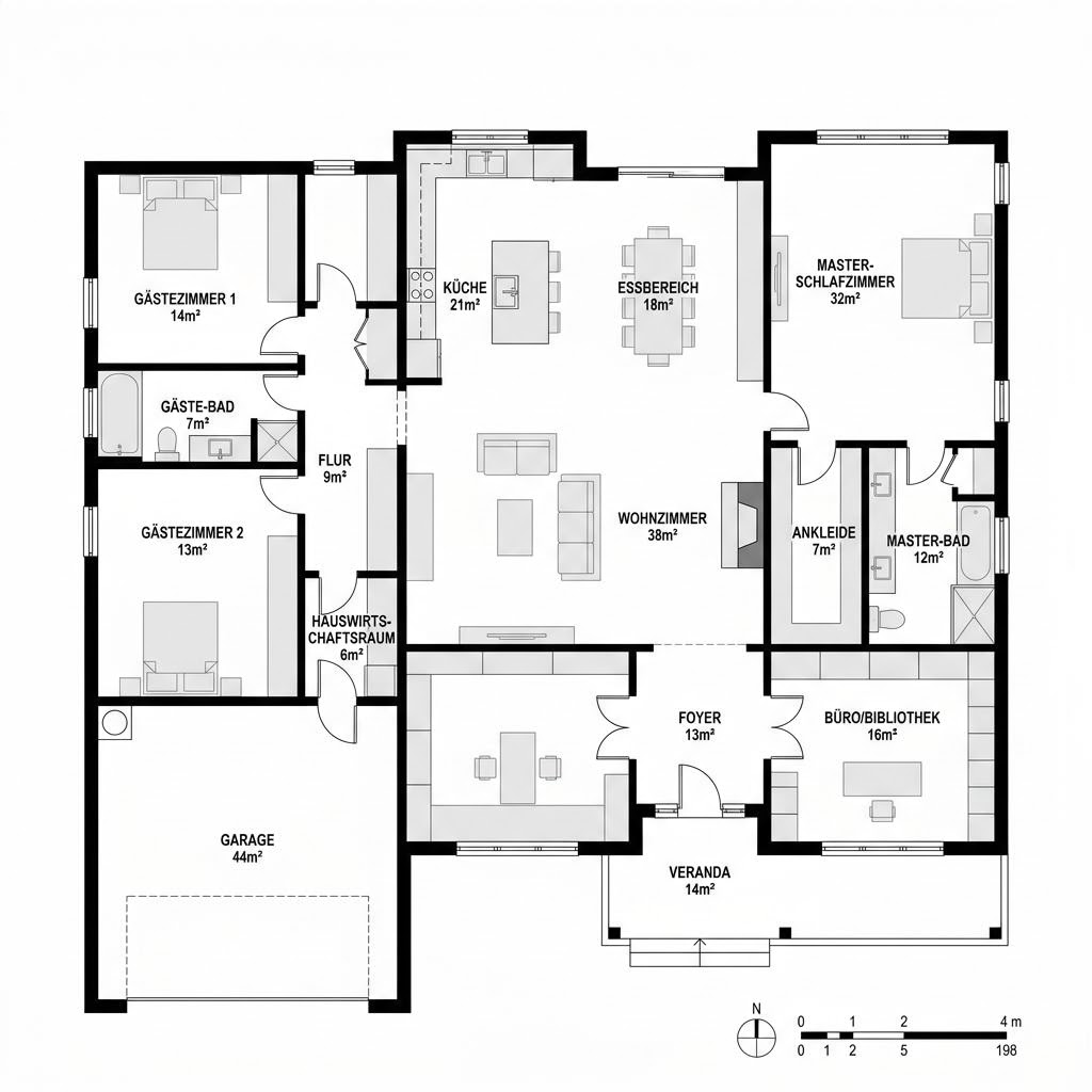 Grundriss Charleston 198 von Bostonhaus — 198 m², 6 Zimmer