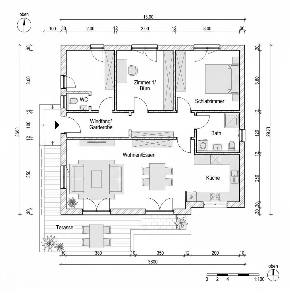 Grundriss Jedermann Klassik von Büdenbender Hausbau — 122 m², 5 Zimmer
