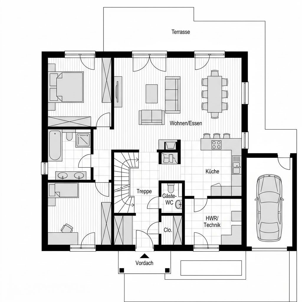 Grundriss Jedermann XL-Klassik von Büdenbender Hausbau — 160 m², 6 Zimmer
