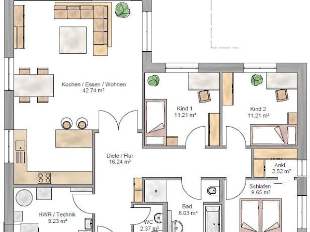 Grundriss Bungalow 113 mit Preis – 113 m² Bungalow