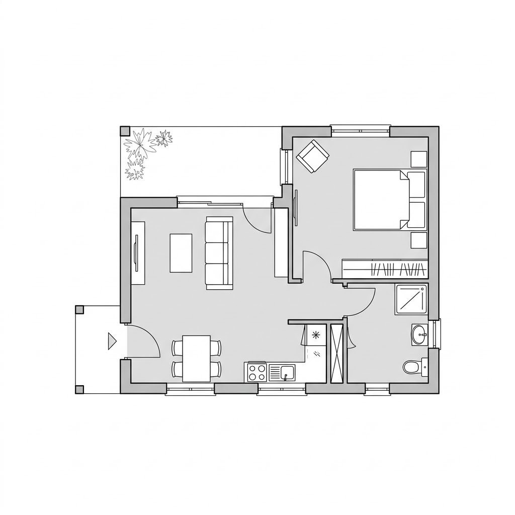 Grundriss Option Bungalow von WeberHaus — 53 m², 2 Zimmer