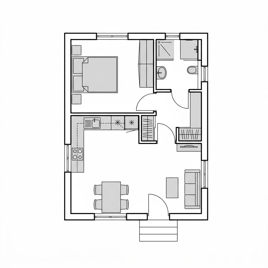 Grundriss Cube 45 von conliving — 45 m², 2 Zimmer