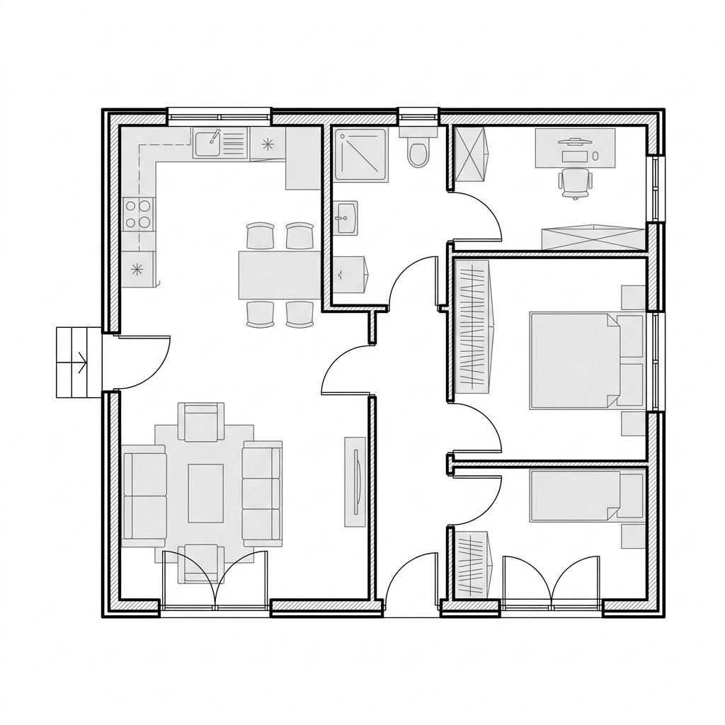 Grundriss Wohncontainer W9 von Conliving — 72 m², 4 Zimmer