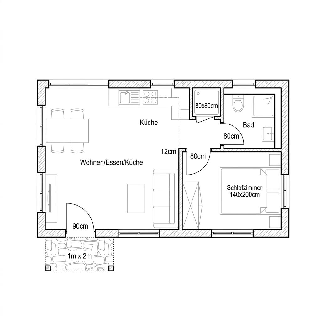 Grundriss Unit 33 von containerwerk — 33 m², 2 Zimmer