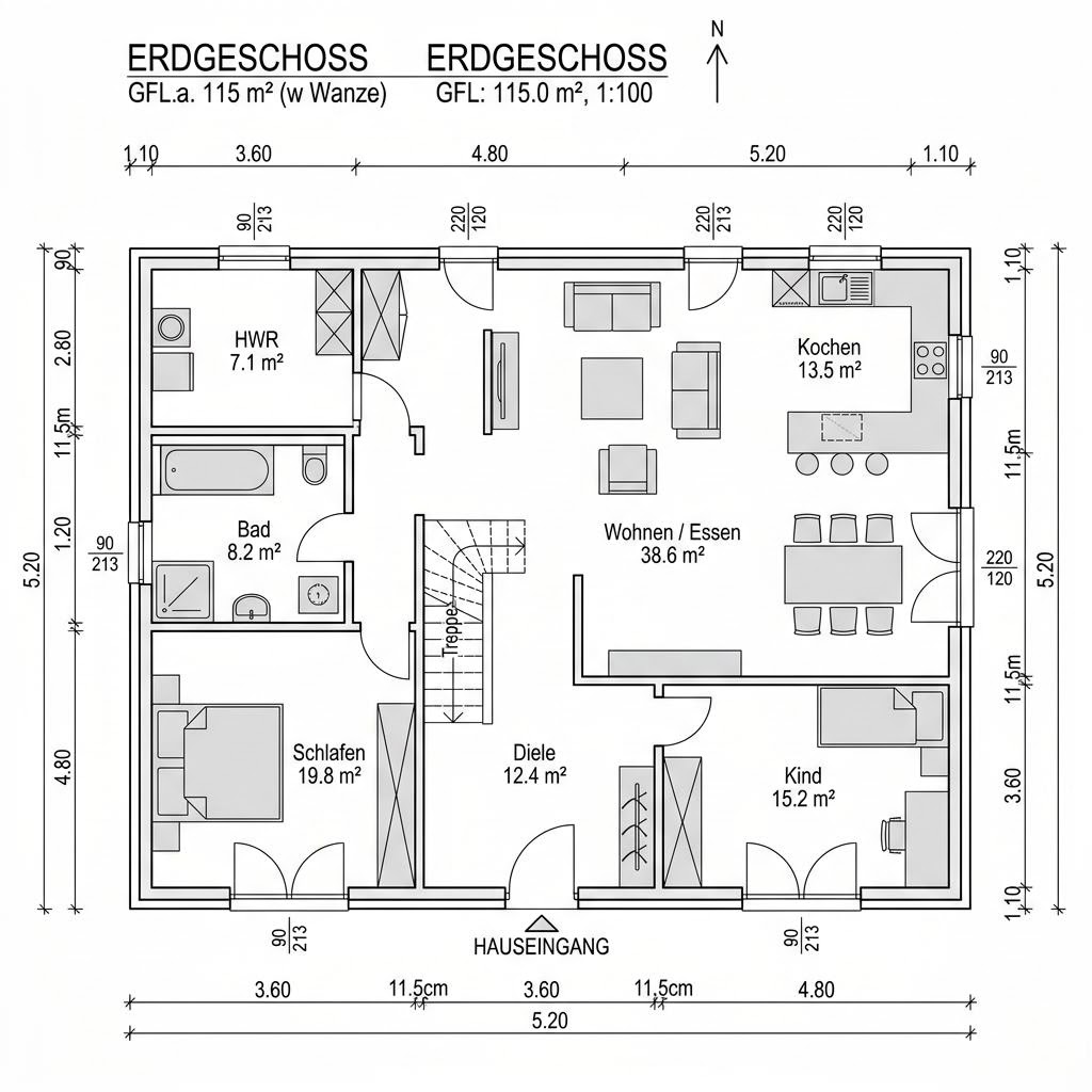 Grundriss Glashaus Tonne 172 von Baufritz — 172 m², 5 Zimmer