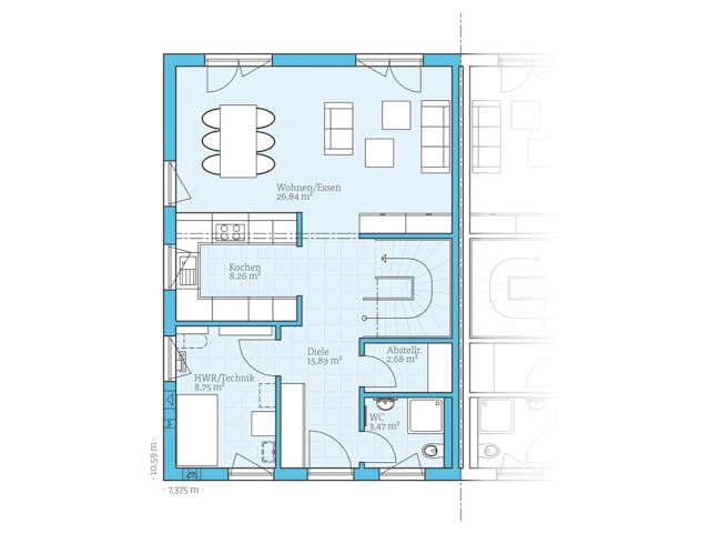 Grundriss Doppelhaus 35-130 mit Preis – 115 m² Doppelhaus
