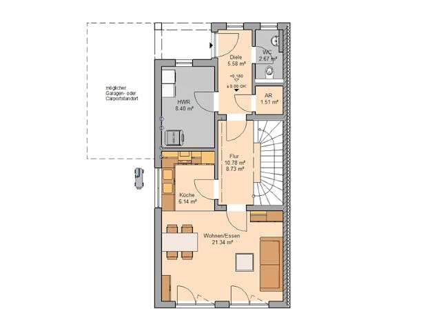 Grundriss Doppelhaus Linus mit Preis – 110 m² Doppelhaus