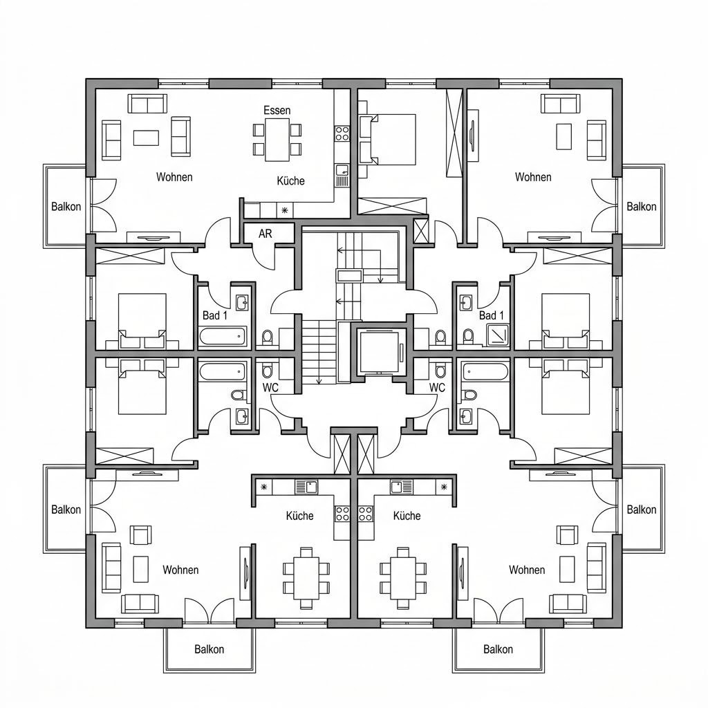 Grundriss Mehrfamilienhaus im Doppelpack von SchwörerHaus — 461 m², 16 Zimmer