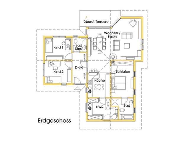 Grundriss Natalie 2 (KfW-Effizienzhaus 40 EE) mit Preis – 135 m² Einfamilienhaus