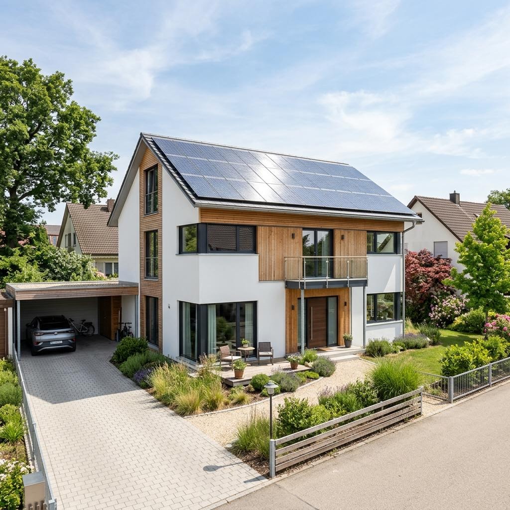 Einfamilienhaus Concept 2.1 von KAMPA — Plusenergie-Fertighaus mit Satteldach und 129 m²