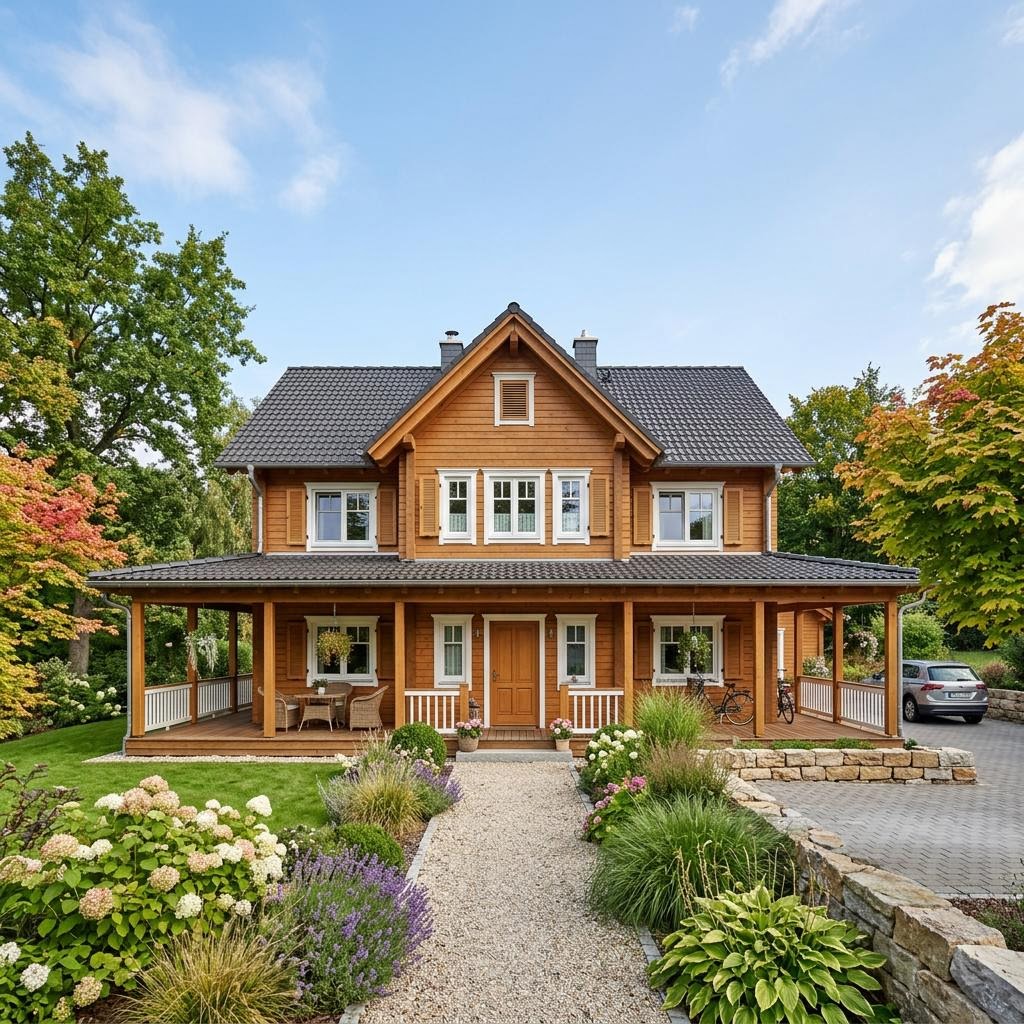 Amerikanisches Haus American Dream von Stommel Haus — Massivholzhaus im US-Stil mit 160 m²