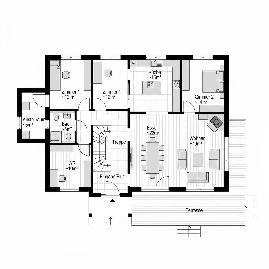 Grundriss Nordan von Eksjöhus — 165 m², 6 Zimmer