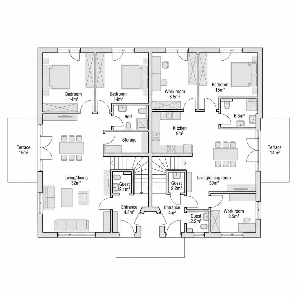 Grundriss Zweifamilienhaus Cremlingen von FIBAV Immobilien — 160 m², 6 Zimmer