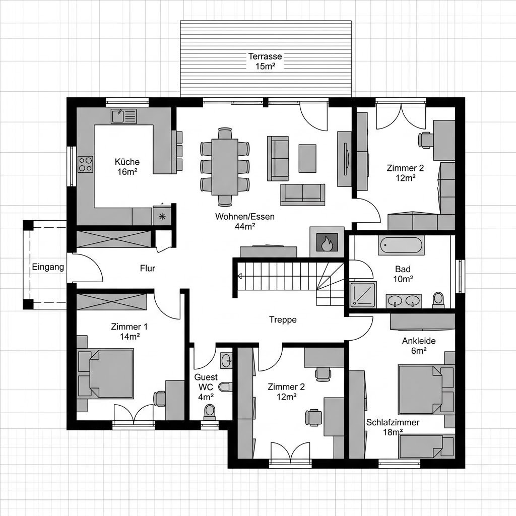 Grundriss MEDLEY 300 von FingerHaus — 148 m², 5 Zimmer