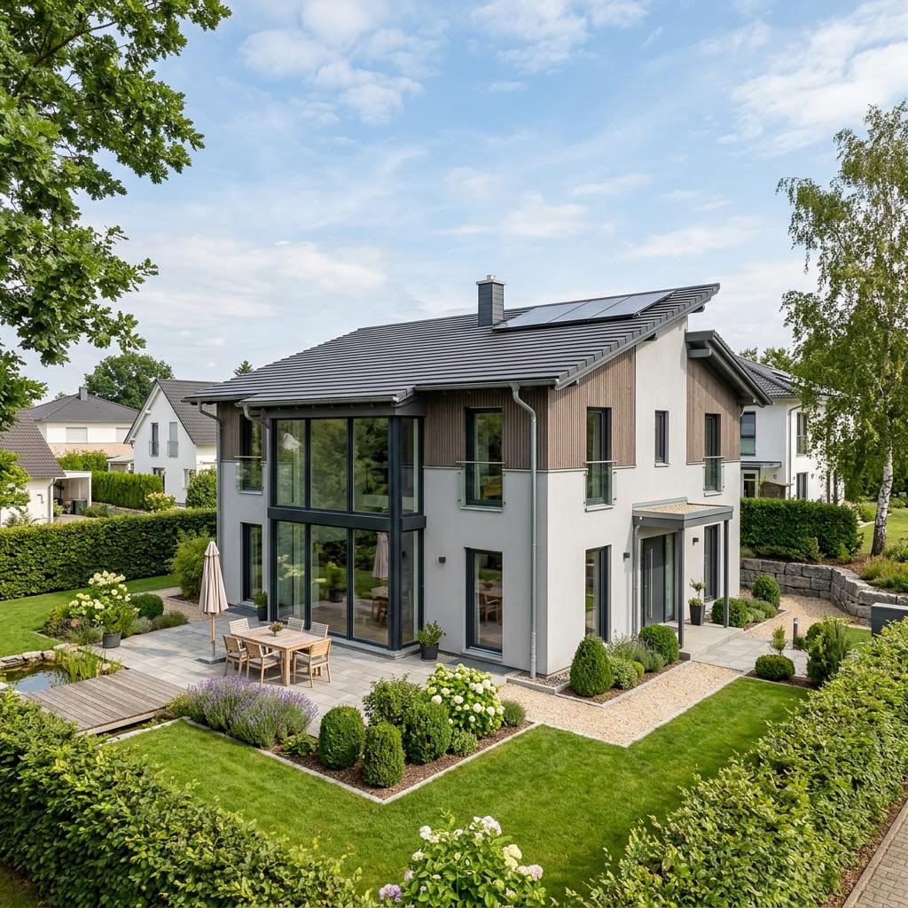 Einfamilienhaus Medley VP Modern von FingerHaus mit Versetztes Pultdach — 151 m²