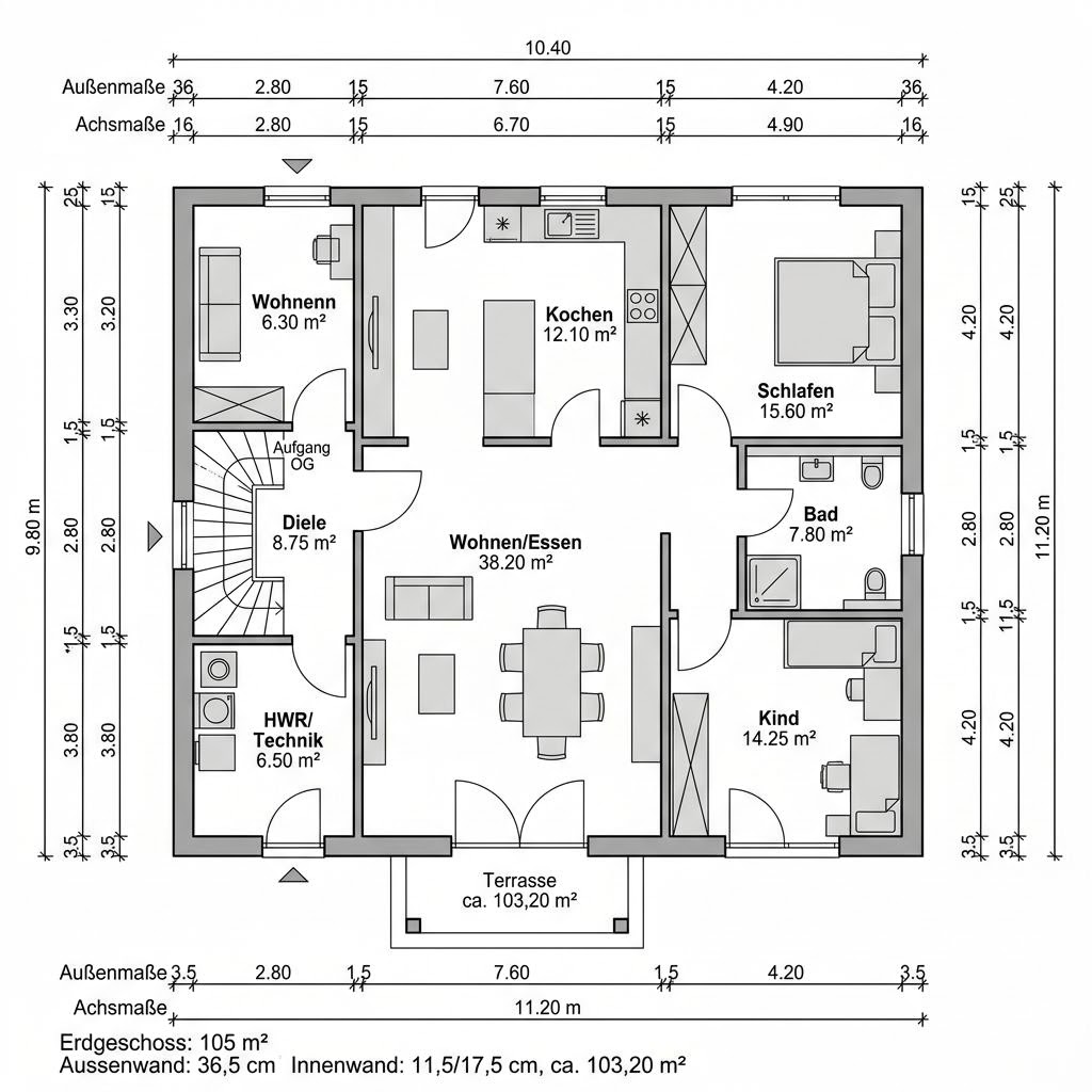 Grundriss Zweifamilienhaus Medley 210 von FingerHaus — 210 m², 7 Zimmer
