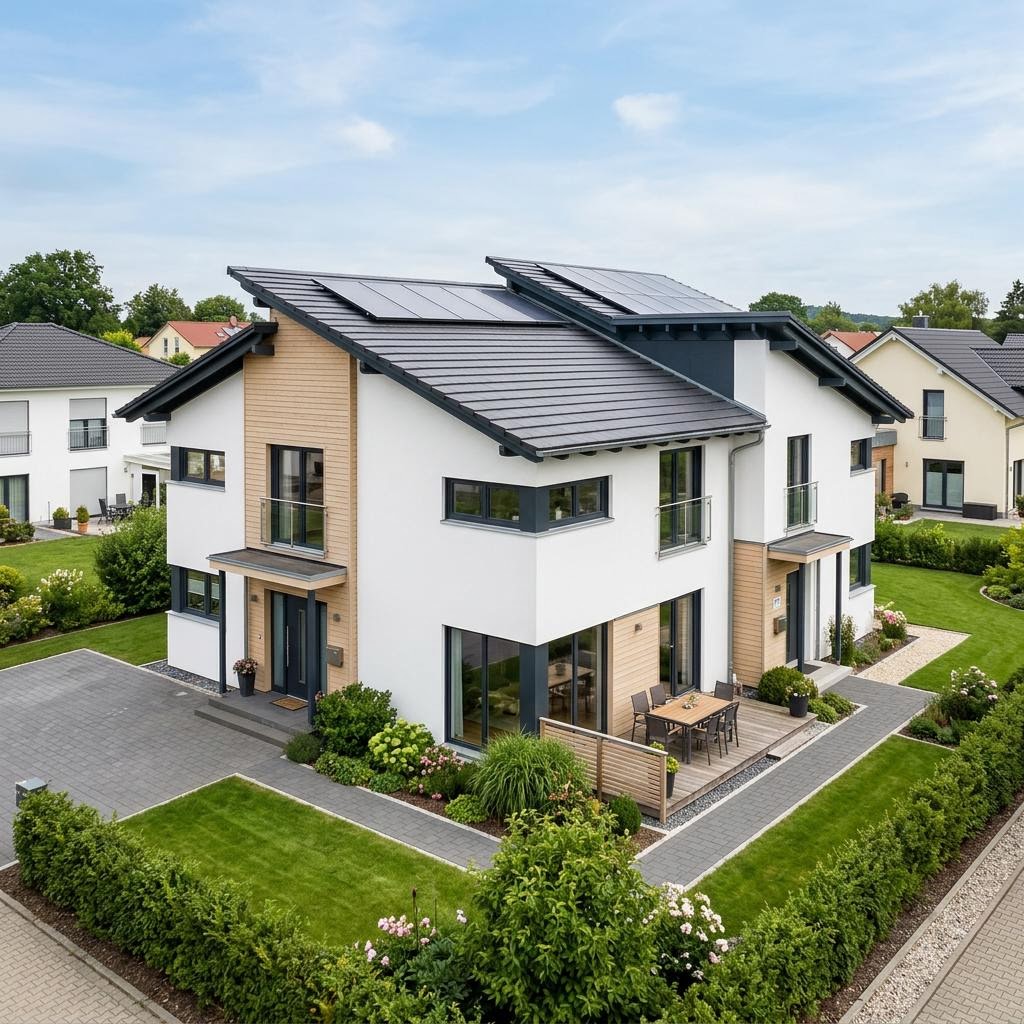 Mehrgenerationenhaus Mehrgenerationenhaus Versato 198 von Fingerhut Haus — Versetztes Pultdach, 198 m²
