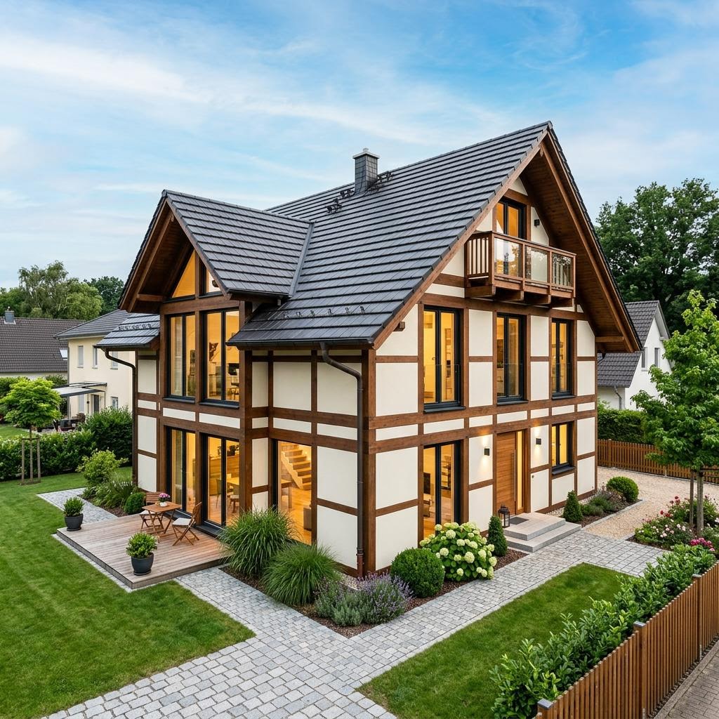 Fachwerkhaus Scheune 186 von Fuhrberger Fachwerkhaus — Holzskelettbau mit Satteldach und 186 m²