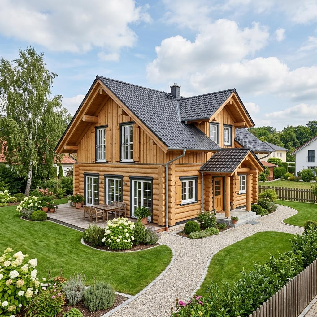 Holzhaus Wohnblockhaus Landidyll 134 von Fullwood Wohnblockhaus — Massivholzhaus mit Satteldach und 134 m²