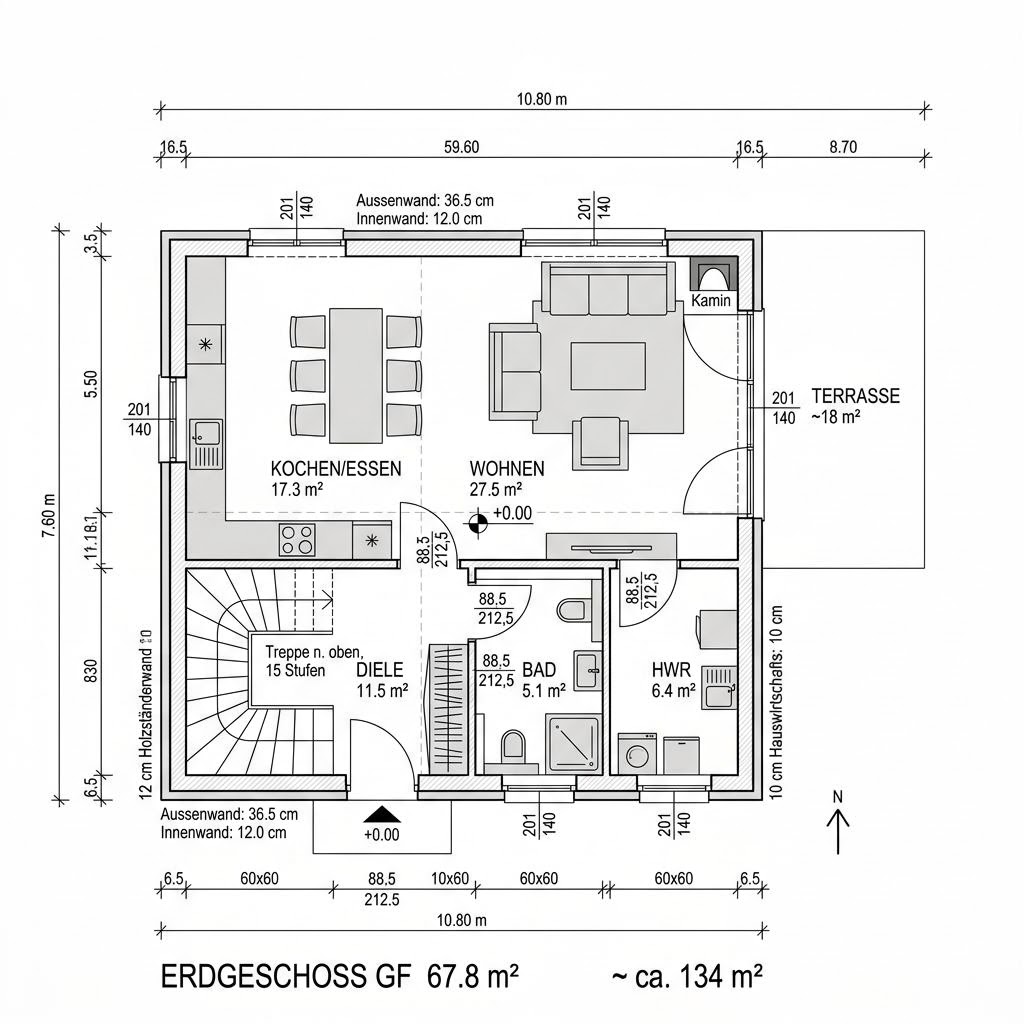 Grundriss Wohnblockhaus Landidyll 134 von Fullwood Wohnblockhaus — 134 m², 5 Zimmer