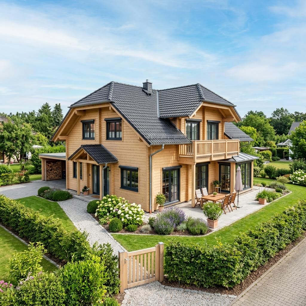 Blockhaus Sauerland 150 von Fullwood Wohnblockhaus mit Krüppelwalmdach — Massivholzhaus mit 150 m²