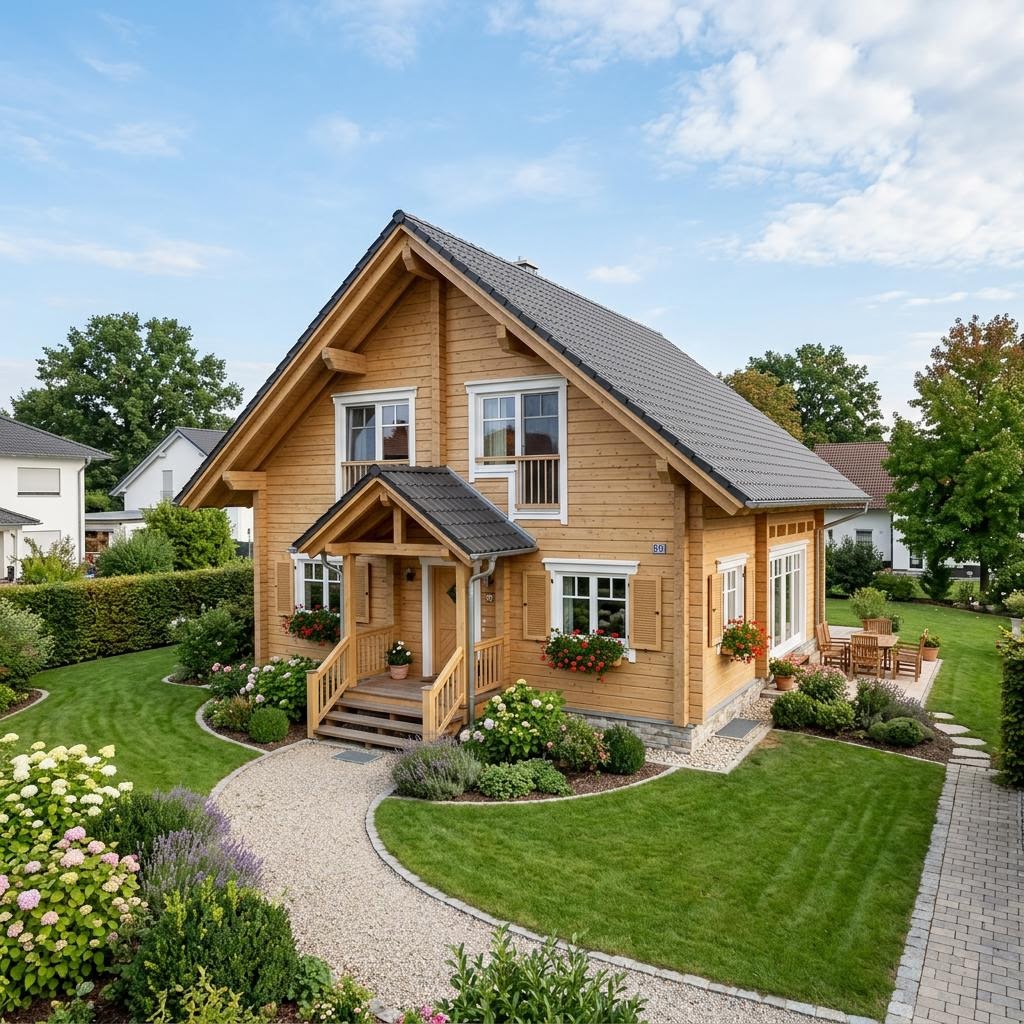 Blockhaus Spessart 134 von Fullwood Wohnblockhaus mit Satteldach — Massivholzhaus mit 134 m²