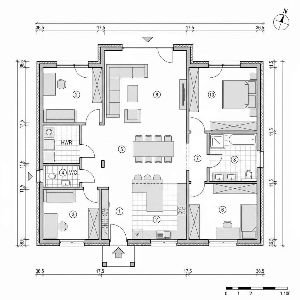 Grundriss Birkholz 136 von GUSSEK HAUS — 136 m², 5 Zimmer