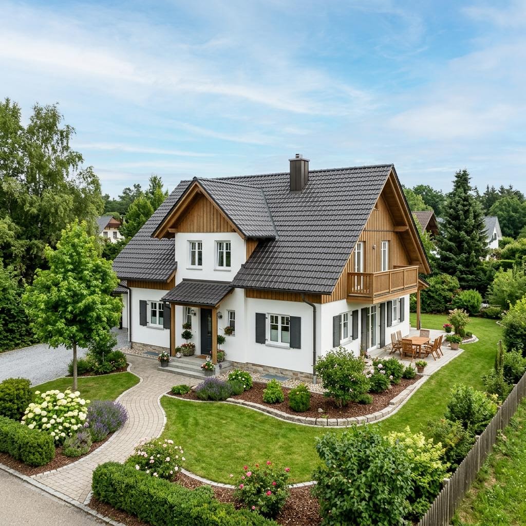 Landhaus Birkengrund 166 von GUSSEK HAUS — Fertighaus mit Zwerchdach und 166 m²