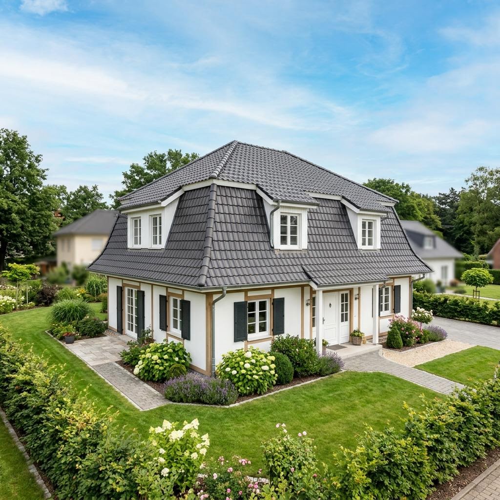 Landhaus Rosenhof 148 von GUSSEK HAUS — Fertighaus mit Mansarddach und 148 m²