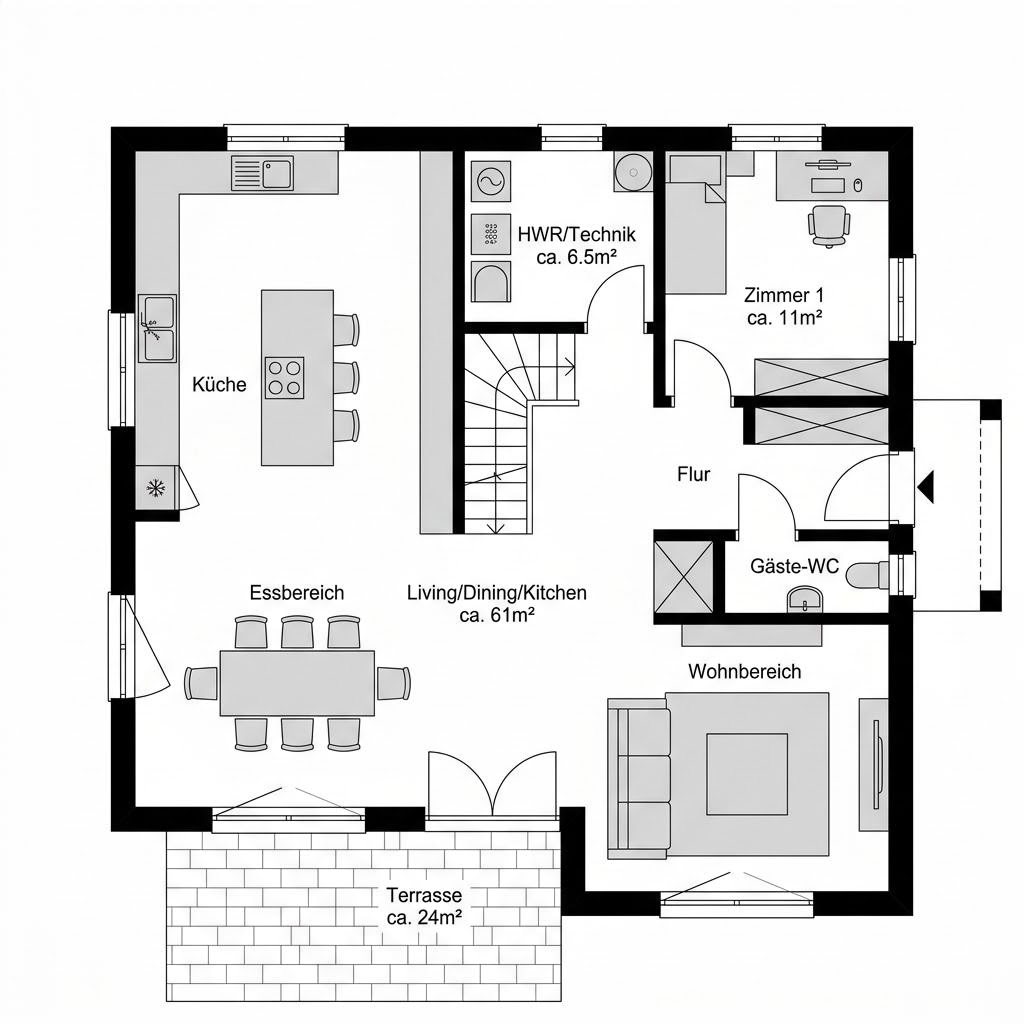 Grundriss Lindau 118 von GUSSEK HAUS — 118 m², 4 Zimmer