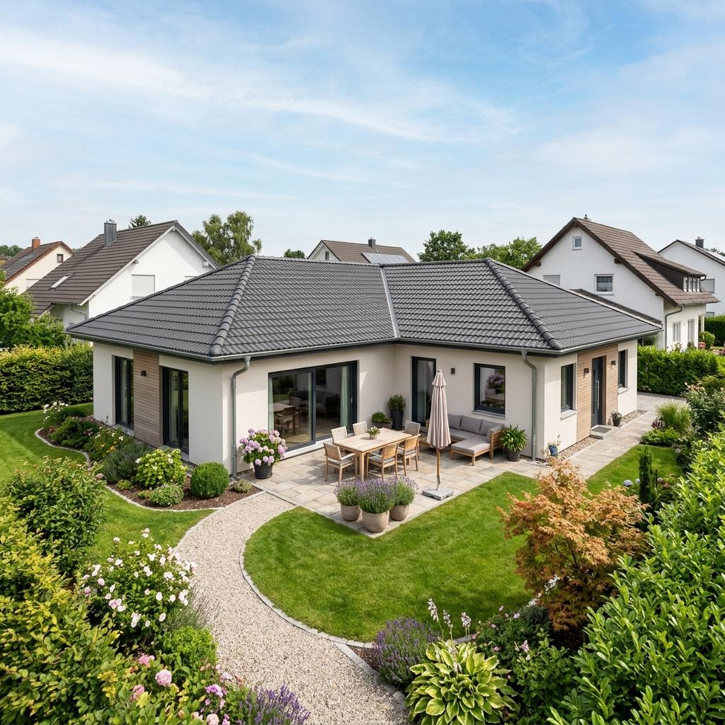 Bungalow Winkelbungalow Krüppel 124 von GUSSEK HAUS mit Krüppelwalmdach — 124 m²