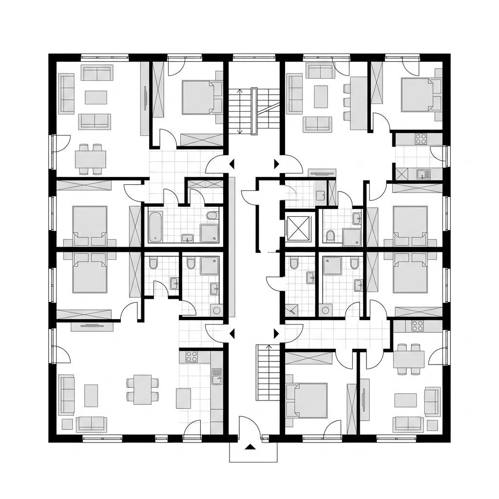 Grundriss Mehrfamilien-Doppelhaus Vermietung von Haas Fertigbau - Mehrfamilienhäuser — 240 m², 10 Zimmer