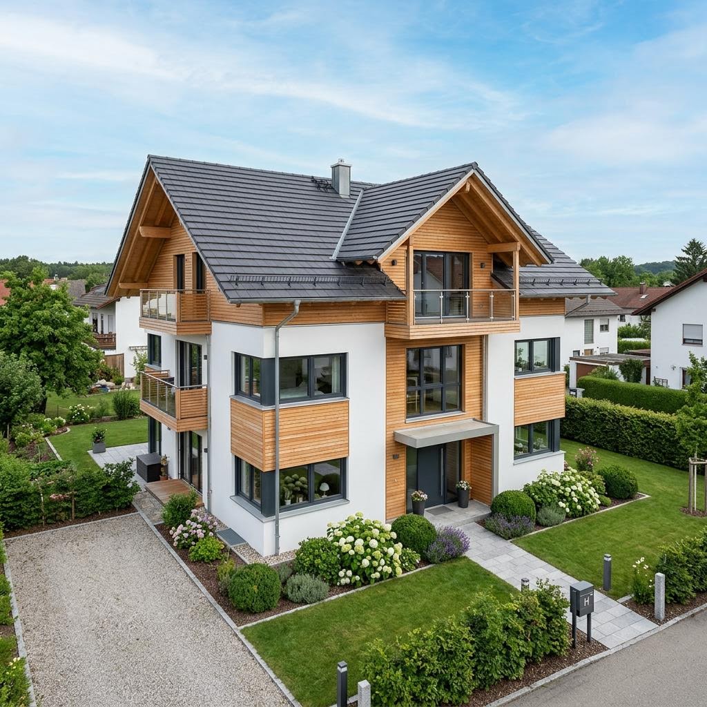 Mehrgenerationenhaus Mehrfamilienhaus Triplex 320 von Haas Fertigbau - Mehrfamilienhäuser — Satteldach, 320 m²