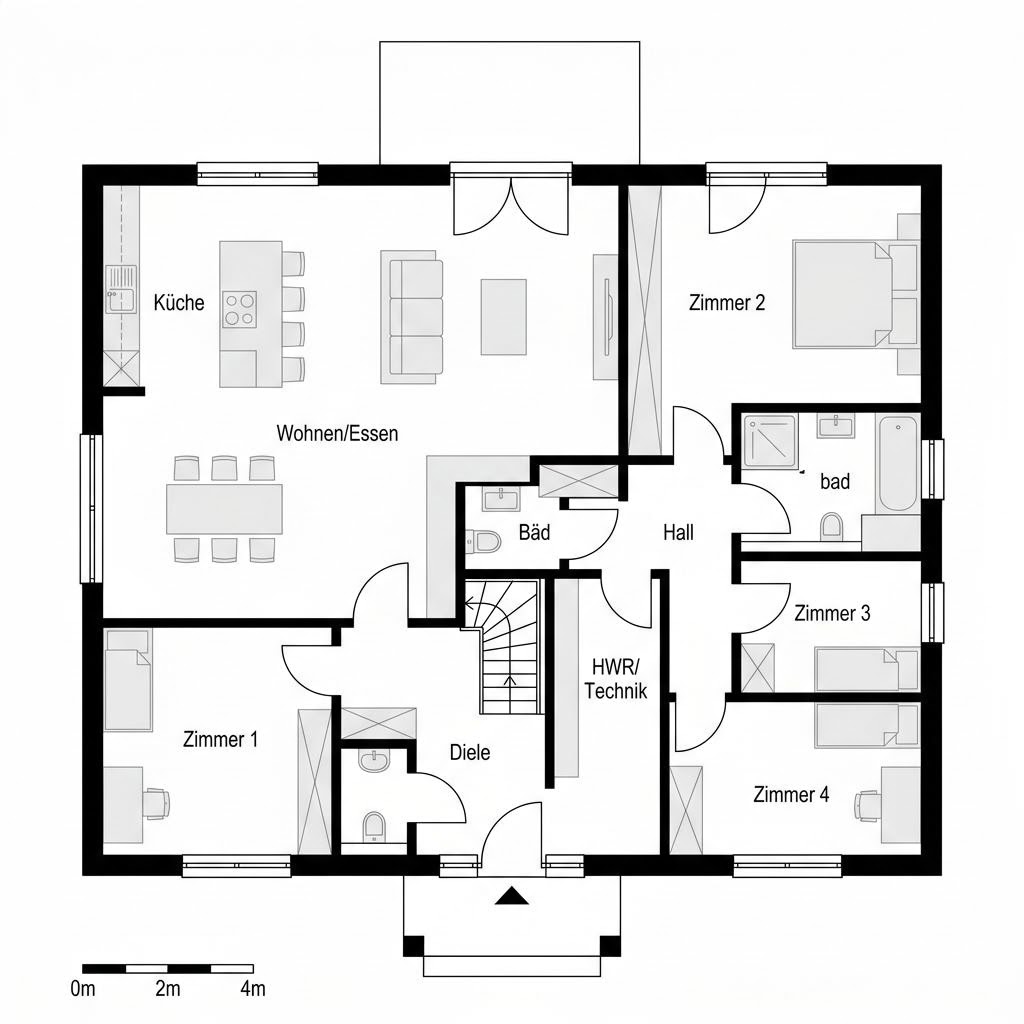 Grundriss Landhaus L 155 von Haas Haus — 155 m², 5 Zimmer