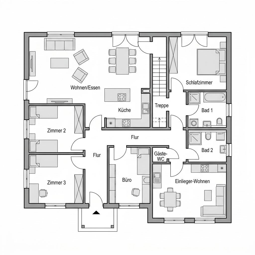 Grundriss MH 181 Mehrgenerationenhaus von Haas Haus — 181 m², 7 Zimmer