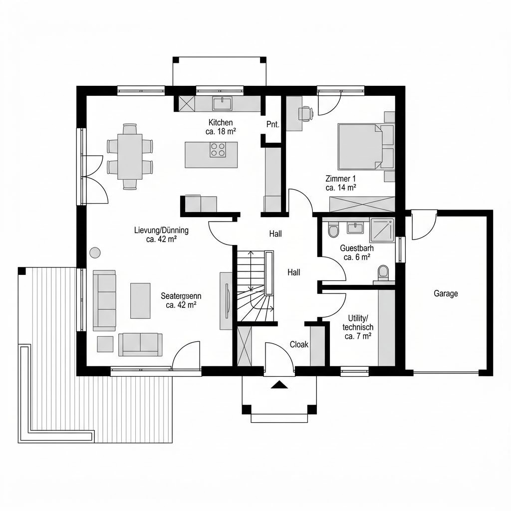 Grundriss VARIANT 25-135 von Hanse Haus — 135 m², 5 Zimmer
