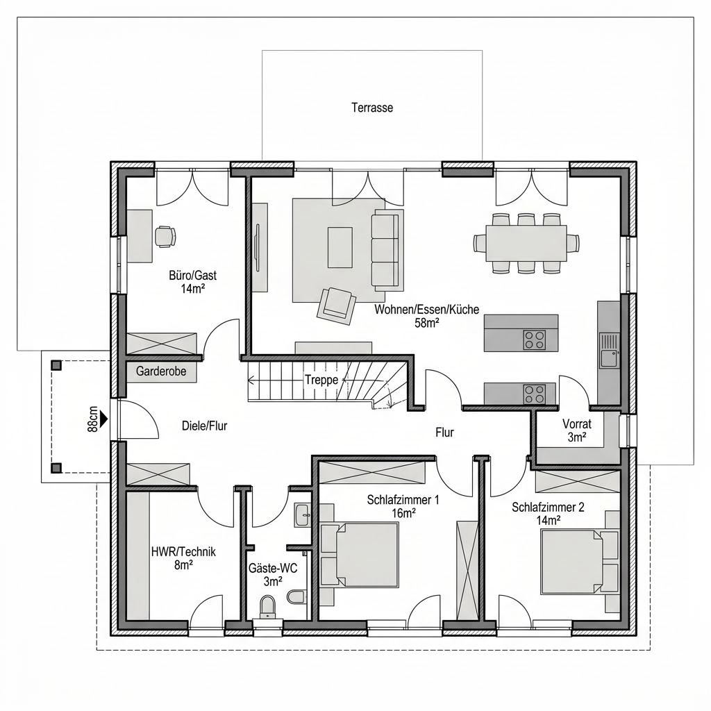 Grundriss VARIANT 35-165 von Hanse Haus — 165 m², 6 Zimmer