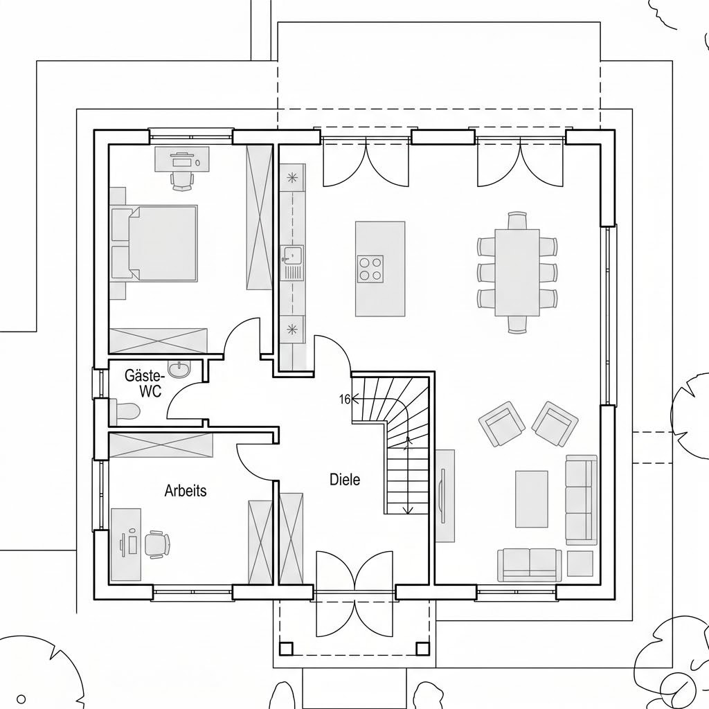 Grundriss Stadtvilla Arcus 150 von Heinz von Heiden — 149 m², 5 Zimmer