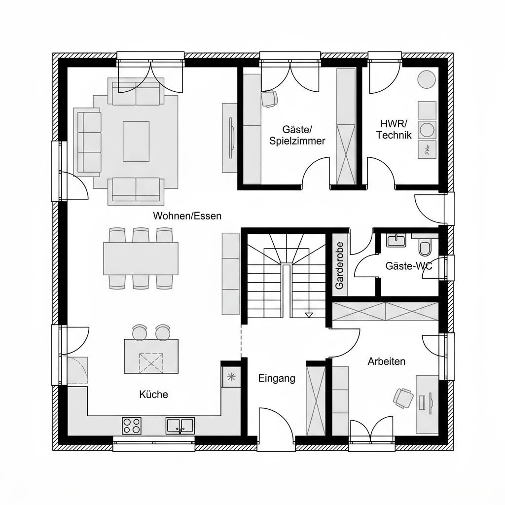 Grundriss Stadtvilla Arcus 152 von Heinz von Heiden — 147 m², 5 Zimmer
