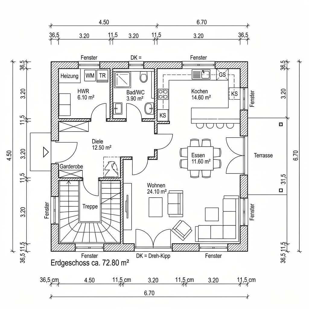 Grundriss Stadtvilla Zelt 140 von Heinz von Heiden Massivhäuser — 140 m², 5 Zimmer
